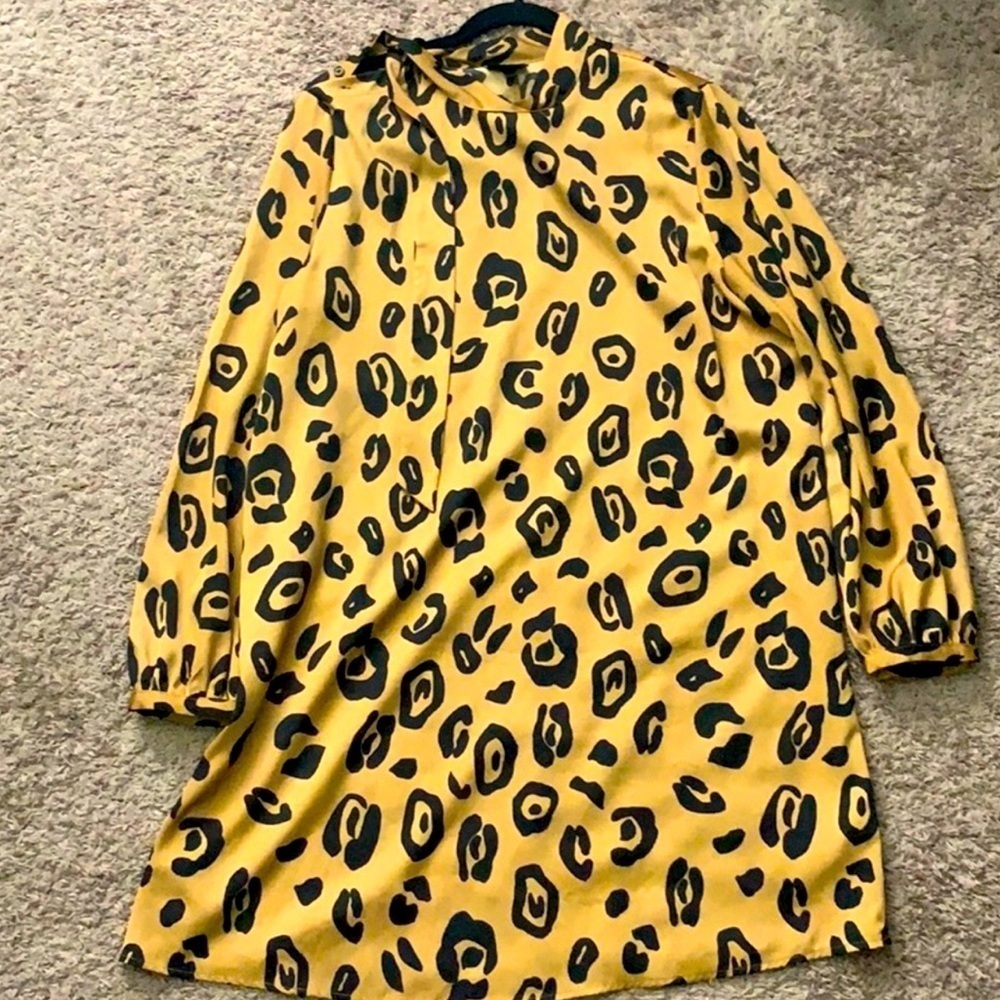 Who What Wear Animal Leopard Print Shift Dress Retro Vintage Inspired size Large